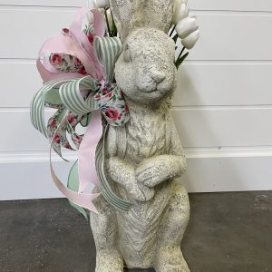 Garden Stone Bunny - White Tulips