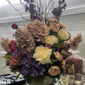 Grand Hydrangea Bouquet in Distressed Tin Urn